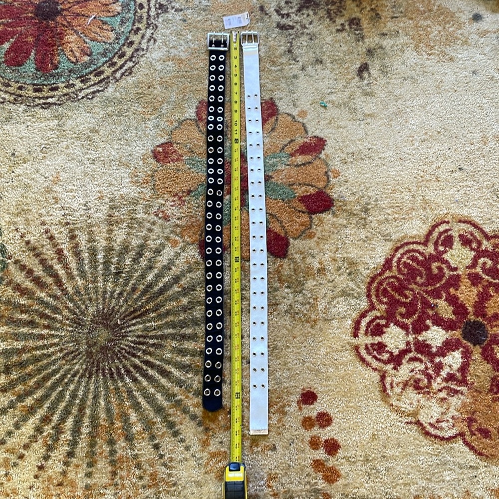 Black and white belts from Tillys size small